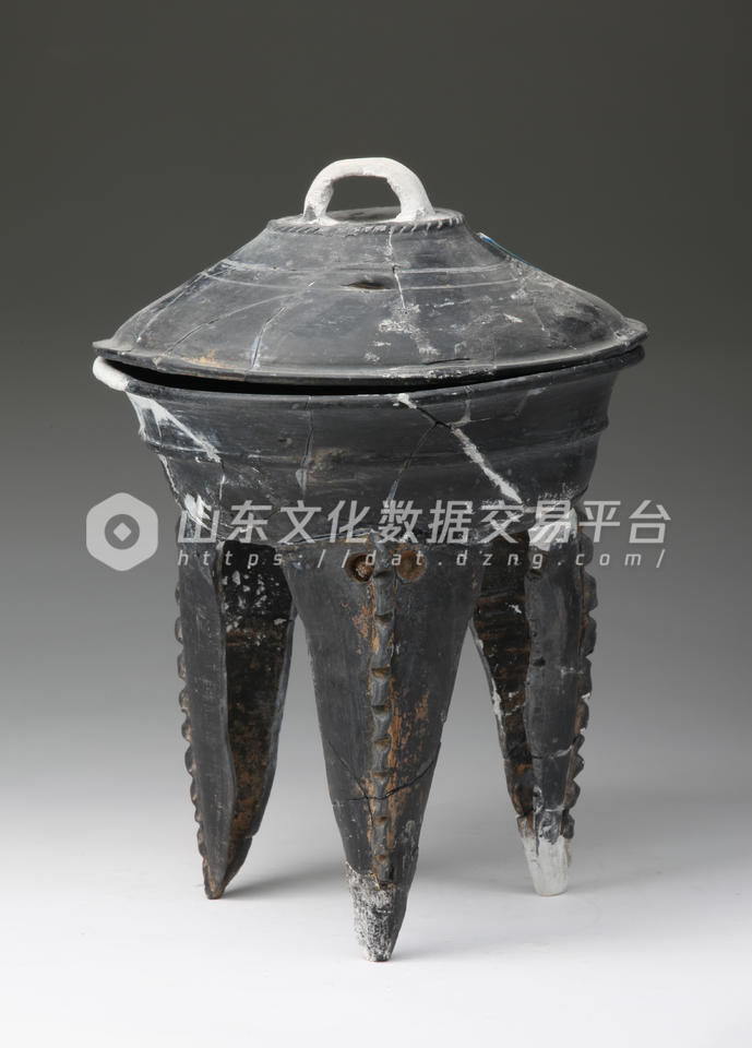 西朱封遗址出土带盖黑陶鼎