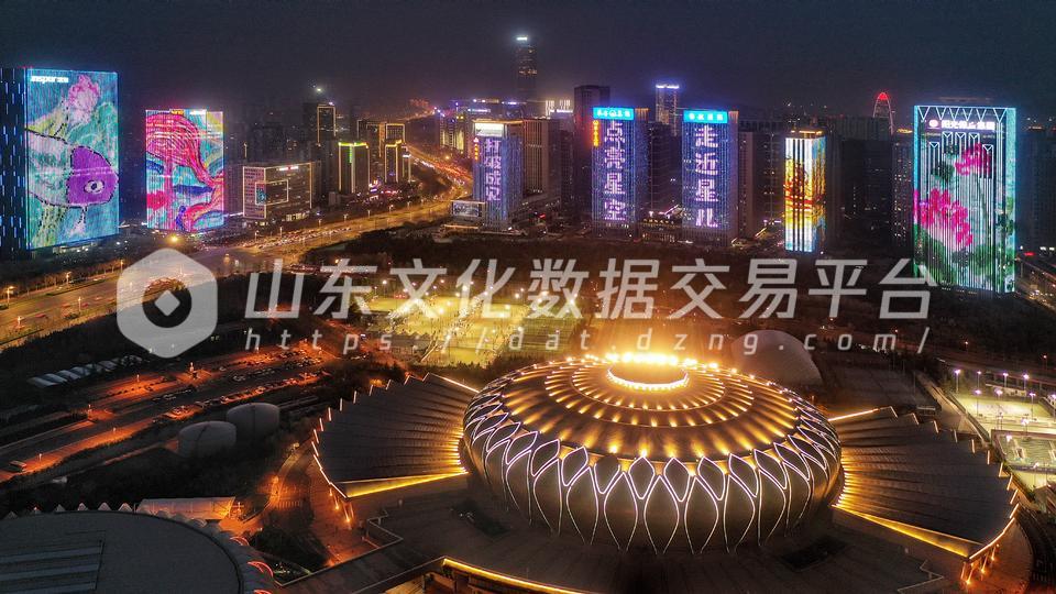 济南高新区经十路沿线楼群夜景