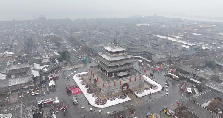 雪后航拍水上古城 雪后航拍水上古城