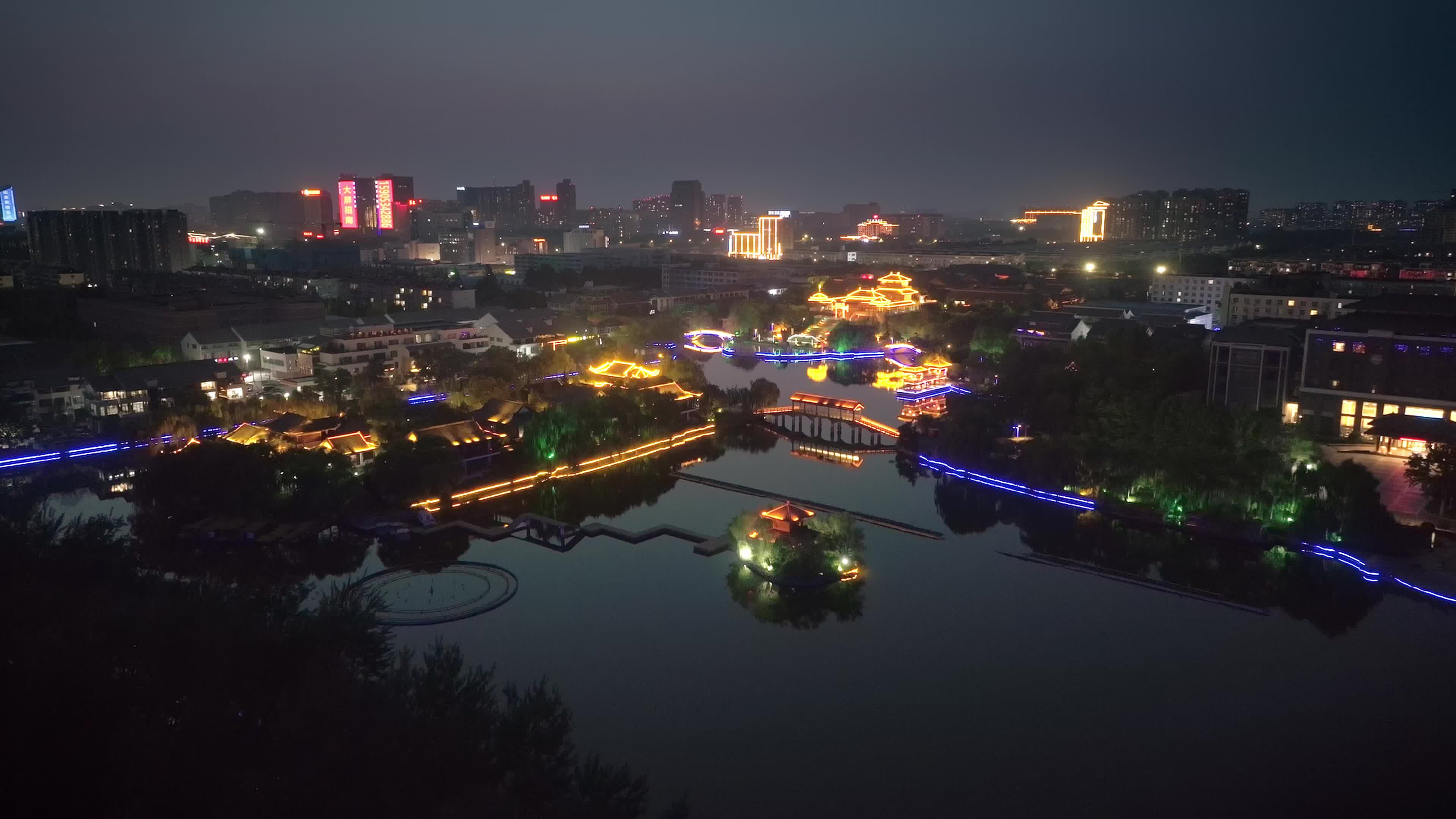 德州董子文化街夜景航拍1