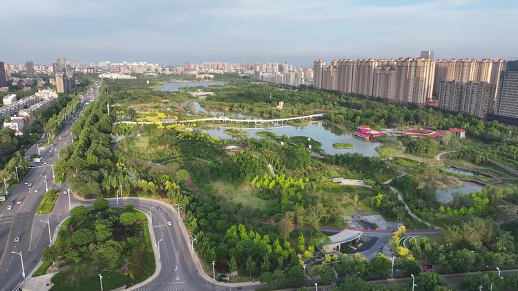 德州长河公园大景航拍 德州长河公园大景航拍