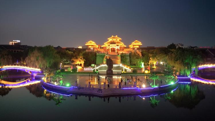 德州董子文化街夜景航拍2 德州董子文化街夜景航拍2