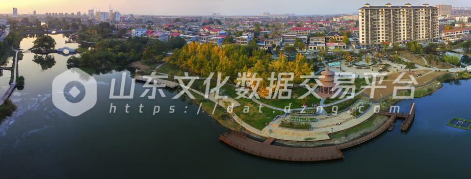 航拍郯城郯子湖公园。