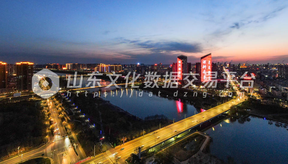 德州岔河夜景（航拍）