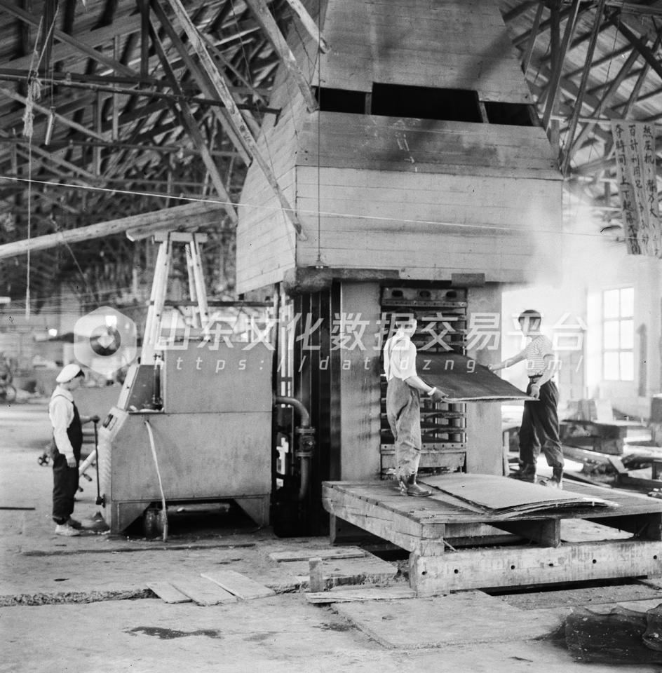 济南木材综合加工厂正在检查产品质量。